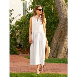 FRANK & EILEEN Daphne Sleeveless Popover Linen White Dress XS